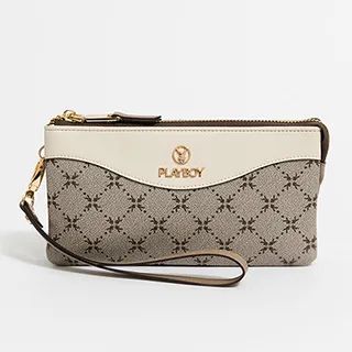 PLAYBOY - 萬用包附手挽帶與鍊帶 可可拿鐵Cocoa latte系列 - 咖啡色 歷史價格詳細信息
