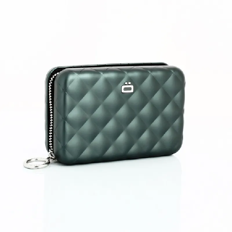Quilted Microfibre Zip ID Wallet with Lanyard in jade / Sea Green 歷史價格詳細信息