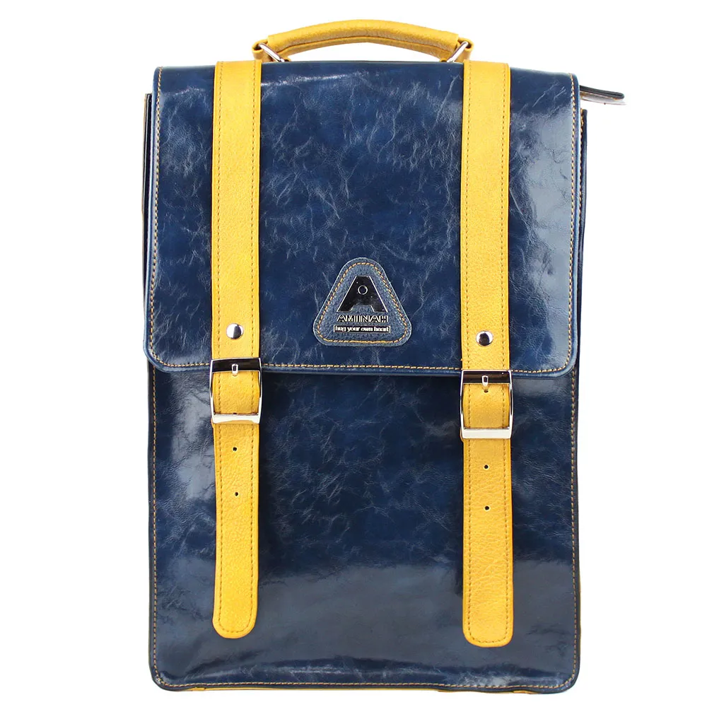 AMINAH-深藍拼色皮革後背包 歷史價格詳細信息
