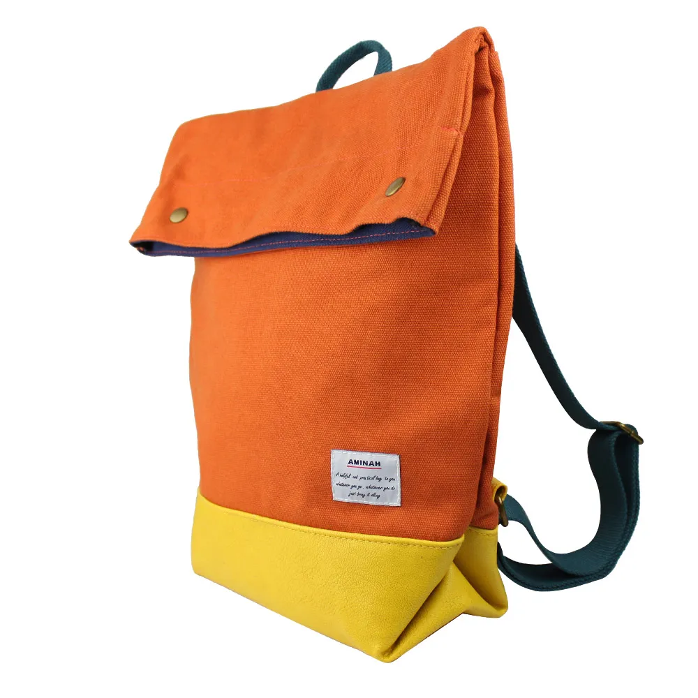 橘色帆布側背包   AMINAH~【am-0272】 歷史價格詳細信息