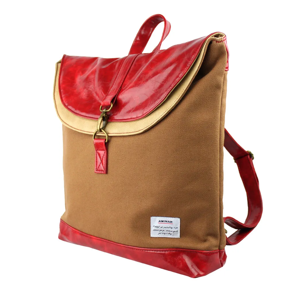AMINAH-棕色多層次後背包 歷史價格詳細信息