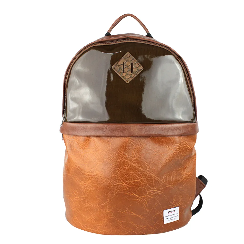 AMINAH-咖啡皮革方形後背包(III) 歷史價格詳細信息