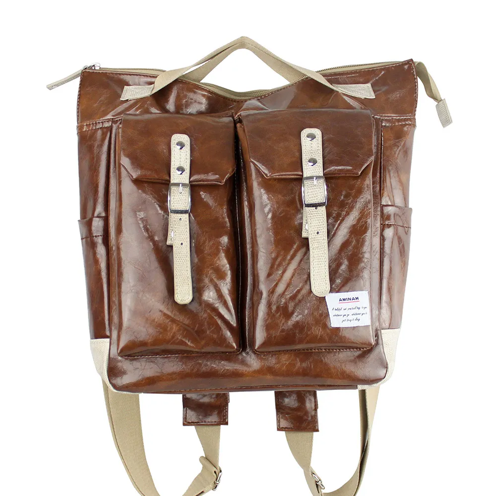 AMINAH-螢光黃尼龍後背包-黑色 歷史價格詳細信息