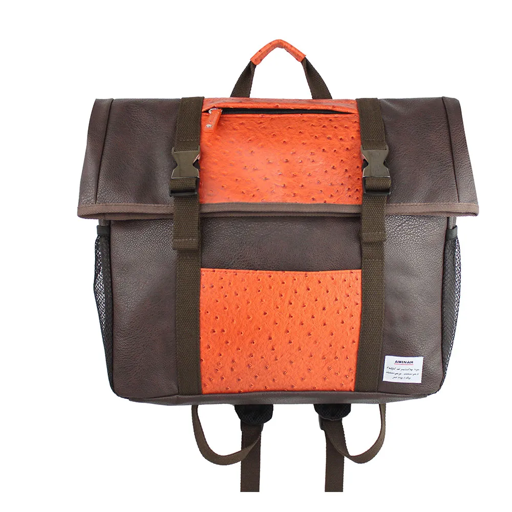 AMINAH-經典帆布郵差包 歷史價格詳細信息