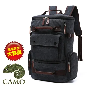 【品樂．CAMO】韓版復古風帆布手提肩背旅行包(黑色) 歷史價格詳細信息