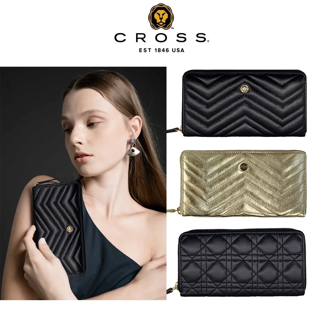 CROSS 頂級小牛皮山形紋 斜紋 赫莉系列/莫妮卡系列 拉鍊長夾 (附禮盒包裝 品牌提袋) 歷史價格詳細信息