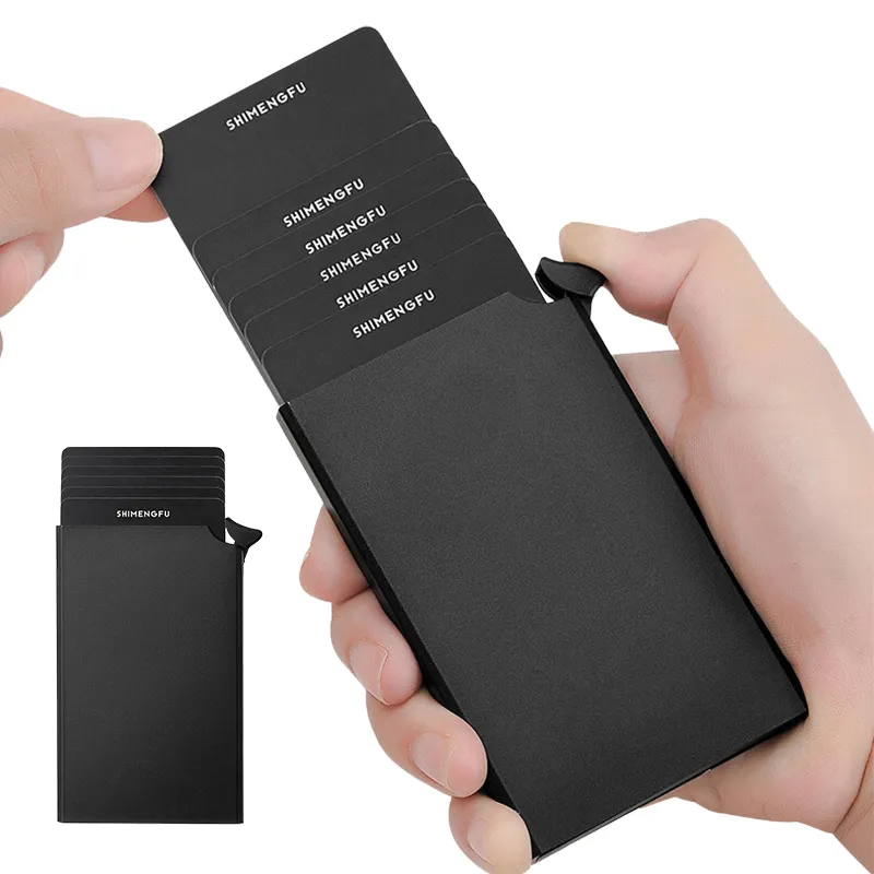 金屬卡包男式多卡位簡約女防盜刷小巧自動彈出式多功能鋁合金卡盒 歷史價格詳細信息