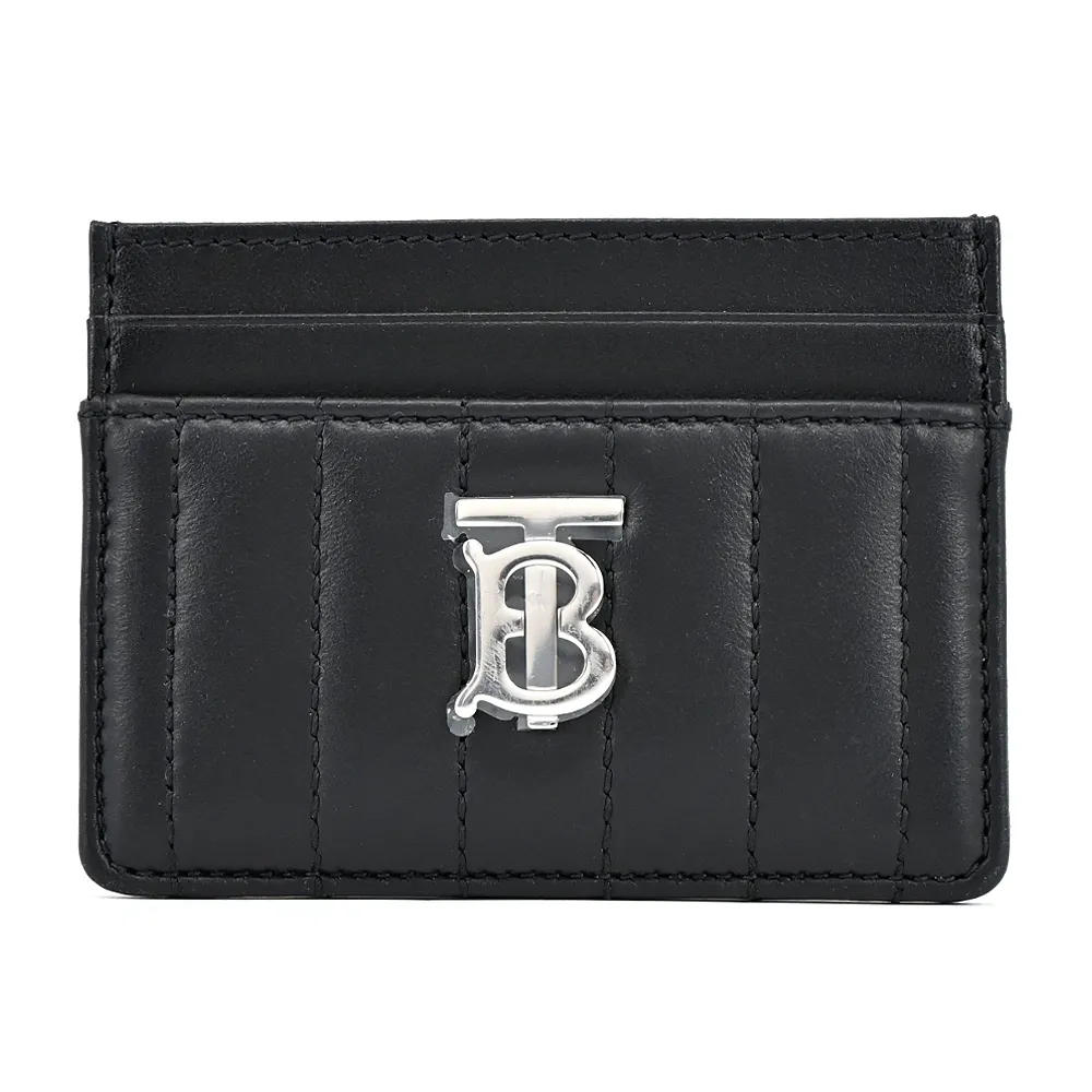 BURBERRY Lola TB LOGO格紋絎縫羔羊卡片夾(黑色) 歷史價格詳細信息