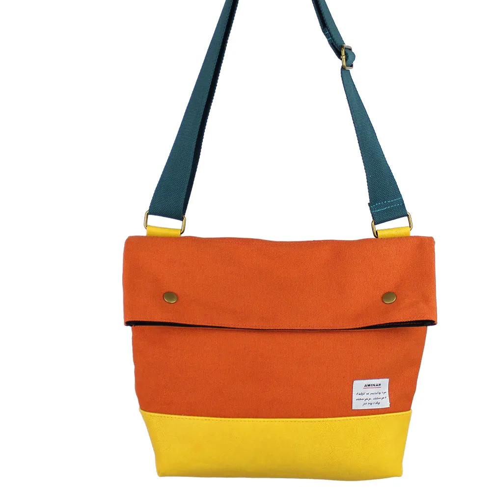 橘色帆布側背包   AMINAH~【am-0272】 歷史價格詳細信息