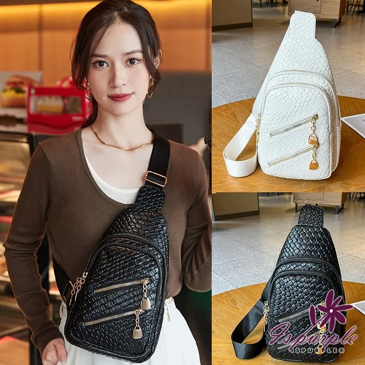 編織胸包 單肩包斜背包 大容量個性百搭時尚包包女-李李 韓國女裝 歷史價格詳細信息