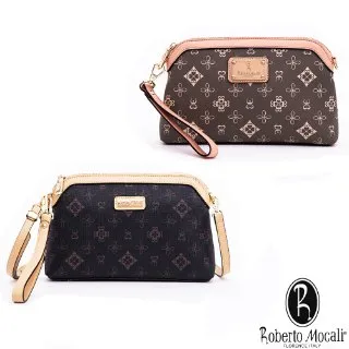 Roberto 手拿包小型容量二層主袋大型皮夾功能隨身品夾包100%進口牛皮革+防水緹花布 歷史價格詳細信息