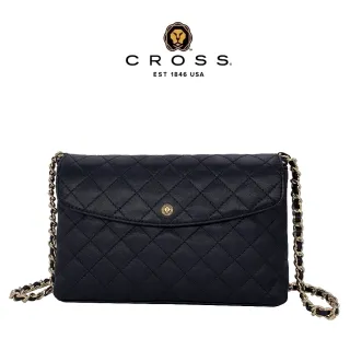 【CROSS】限量1折 頂級小牛皮菱格紋金鍊手提肩背包 全新專櫃展示品(黑色) 歷史價格詳細信息