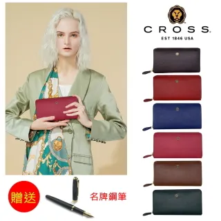 【CROSS】限量1折 頂級小牛皮十字紋拉鍊長夾 蘿拉系列 全新專櫃展示品(墨綠色) 歷史價格詳細信息