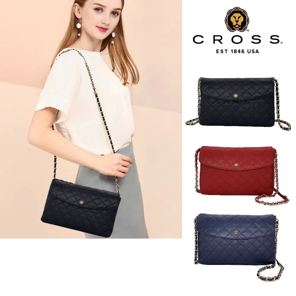 【CROSS】頂級NAPPA小牛皮菱格紋肩背包(紅色) 歷史價格詳細信息