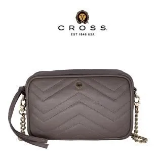 【CROSS】限量1折 頂級NAPPA小牛皮山形紋拉鍊肩背包(大象灰,全新專櫃展示品) 歷史價格詳細信息
