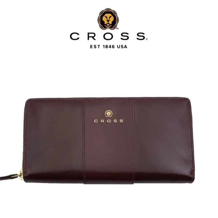 【CROSS】限量1.5折 頂級小牛皮拉鍊長夾 賈姬限定款 全新專櫃展示品(磚紅色) 歷史價格詳細信息