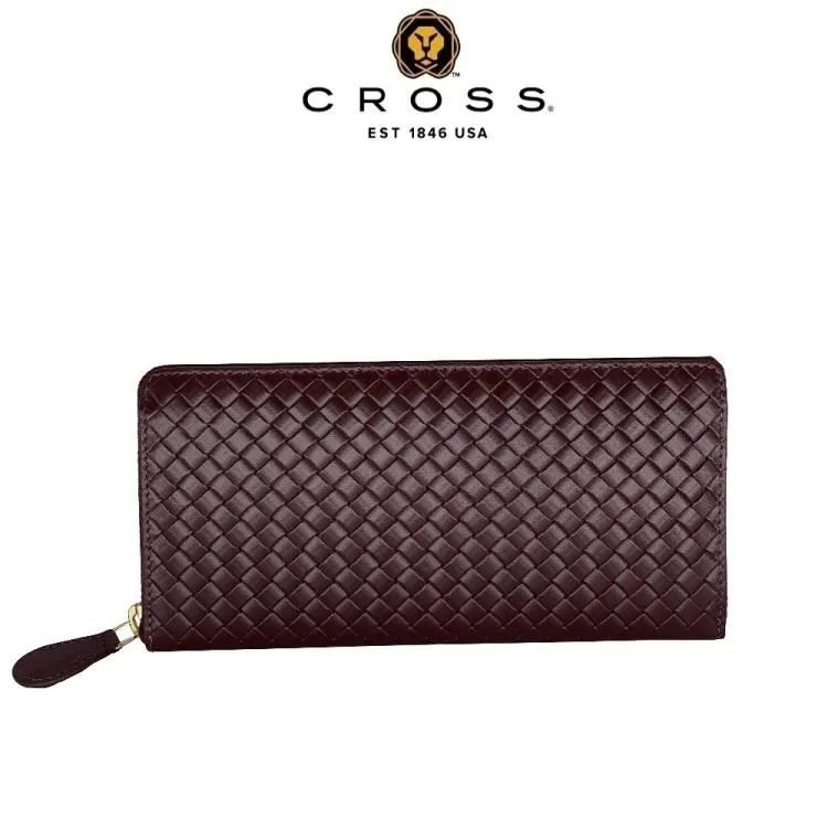 [CROSS]限量1折 頂級NAPPA小牛皮編織紋拉鍊斜背包(電子藍 專櫃展示品99%新) 歷史價格詳細信息