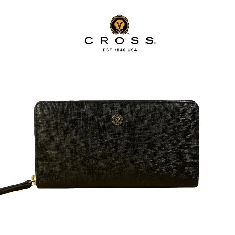 【CROSS】限量1折 頂級小牛皮十字紋拉鍊長夾 蘿拉系列 全新專櫃展示品(墨綠色) 歷史價格詳細信息