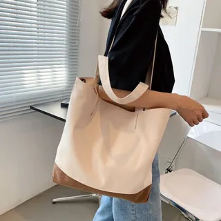 簡約軟皮托特包2024新款時尚休閑大容量女士腋下包媽咪包單肩女包-心願便利店 歷史價格詳細信息