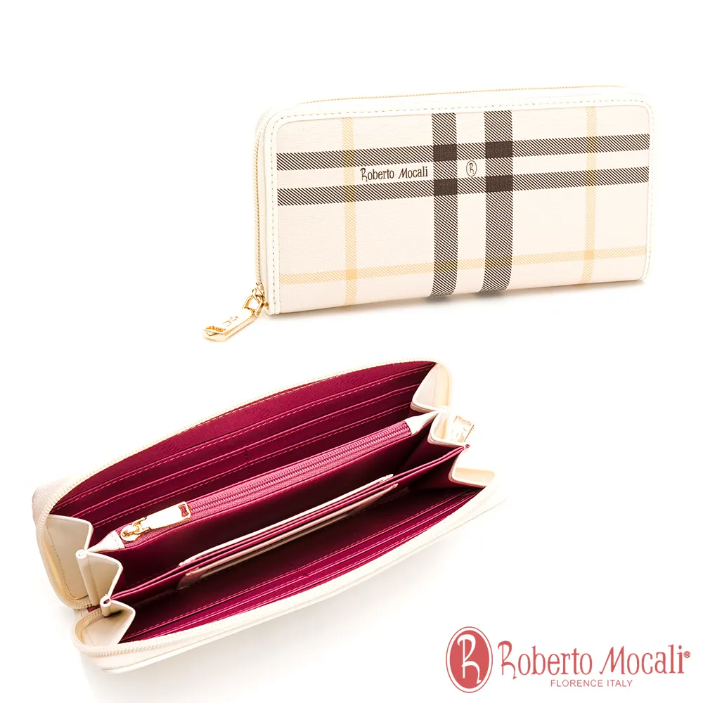 Roberto Mocali - 義大利諾貝兔優雅格紋系列經典扣式零錢袋短夾 歷史價格詳細信息