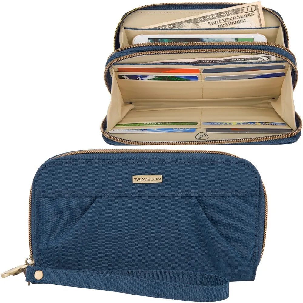 TRAVELON Signature摺紋四層馬蹄防盜斜背包(黑) 歷史價格詳細信息