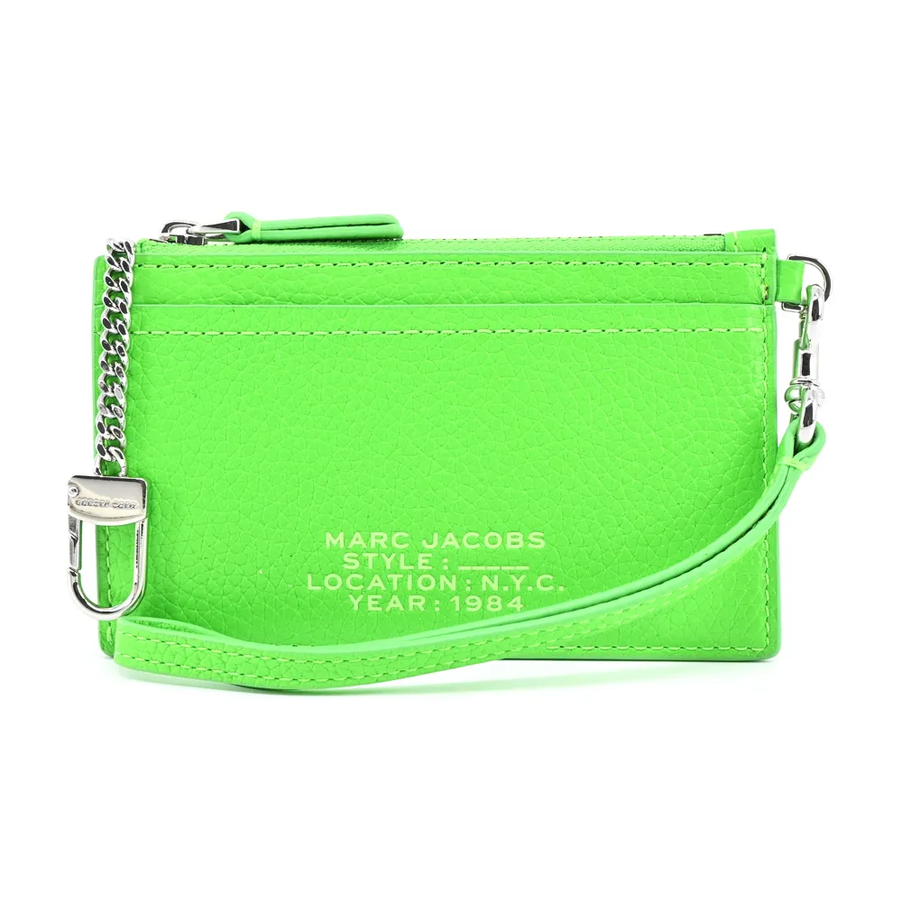 MARC JACOBS THE LEATHER ZIP壓印LOGO拉鍊鑰匙圈卡片夾/零錢包-螢光粉 歷史價格詳細信息