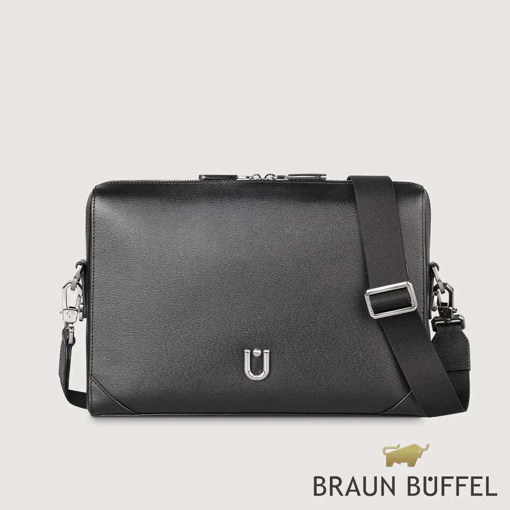 【BRAUN BUFFEL 德國小金牛】台灣總代理 斯萊特 橫式斜背包-黑色/BF552-62-BK 價格比較,價格查詢,歷史價格詳細信息