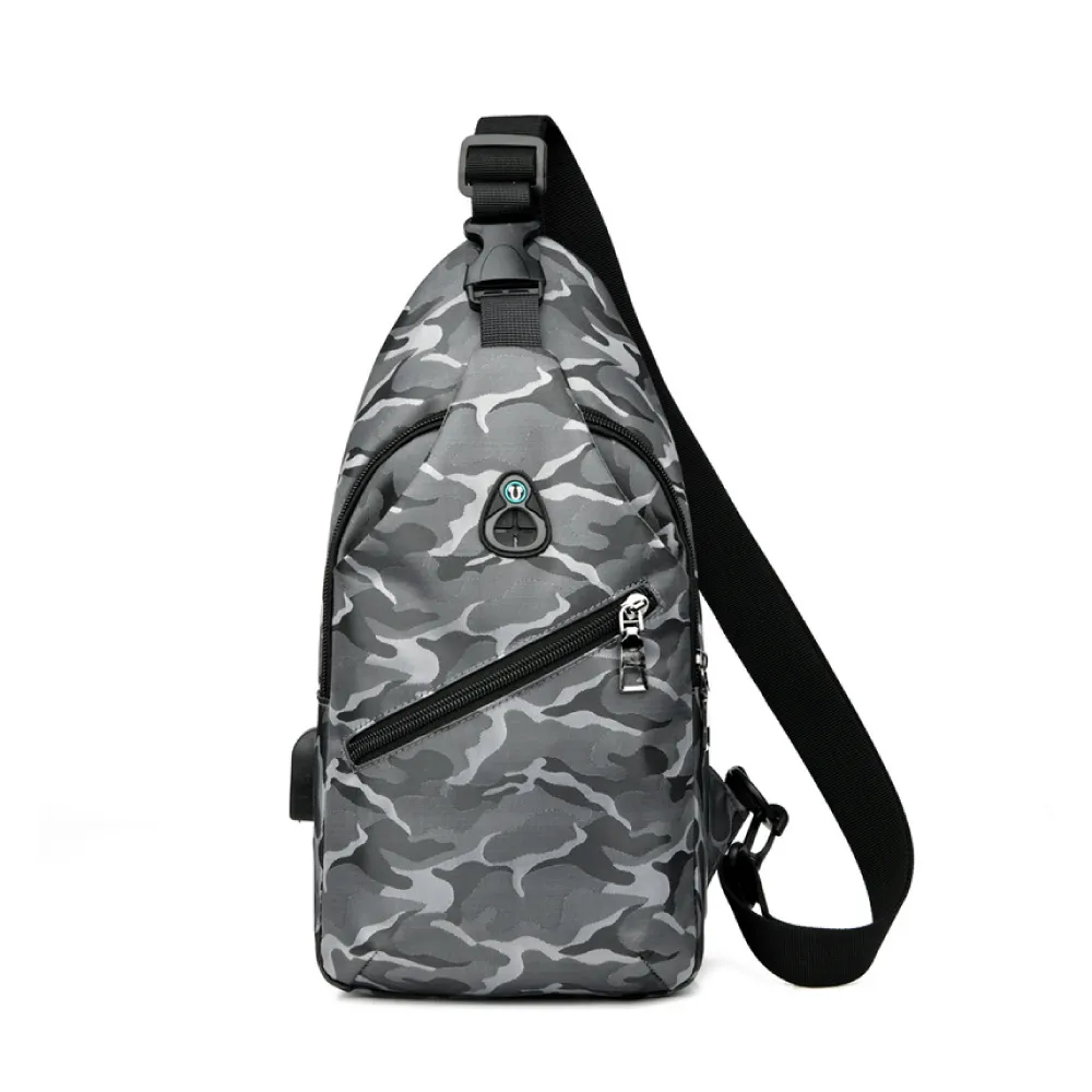 【USBASE】休閒透氣耳機孔USB充電設計胸背包/斜背包/側背包/單肩包(灰黑色) 歷史價格詳細信息