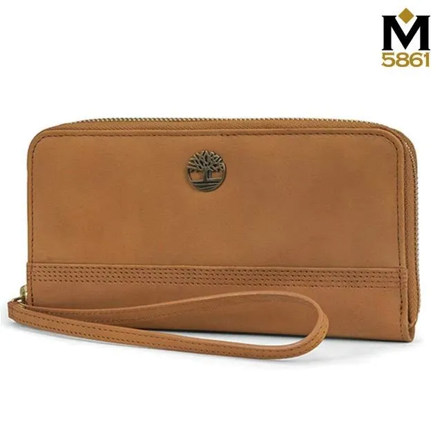 【Timberland】女皮夾 長夾 牛皮夾 拉鍊錢包 多卡夾 手拿包 配腕帶／咖色 歷史價格詳細信息