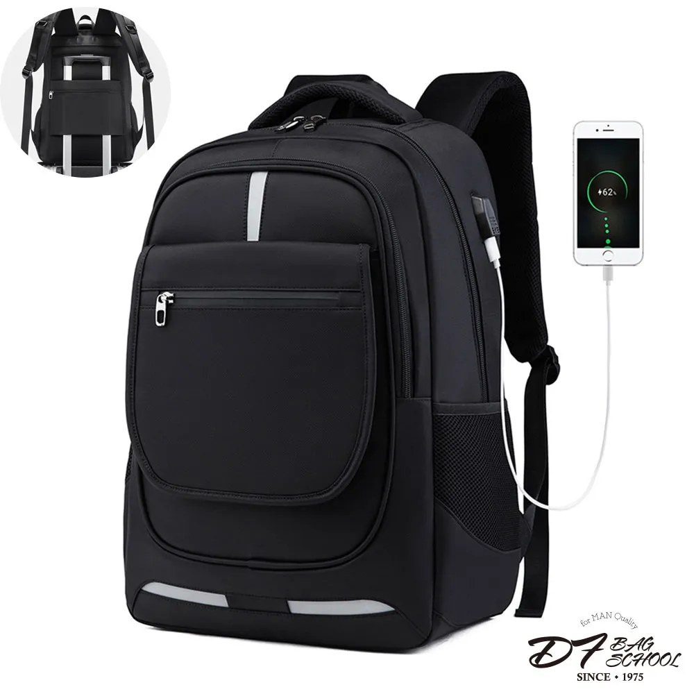 DF BAGSCHOOL -  韓版經典型男款雙皮飾後背包-共4色 歷史價格詳細信息