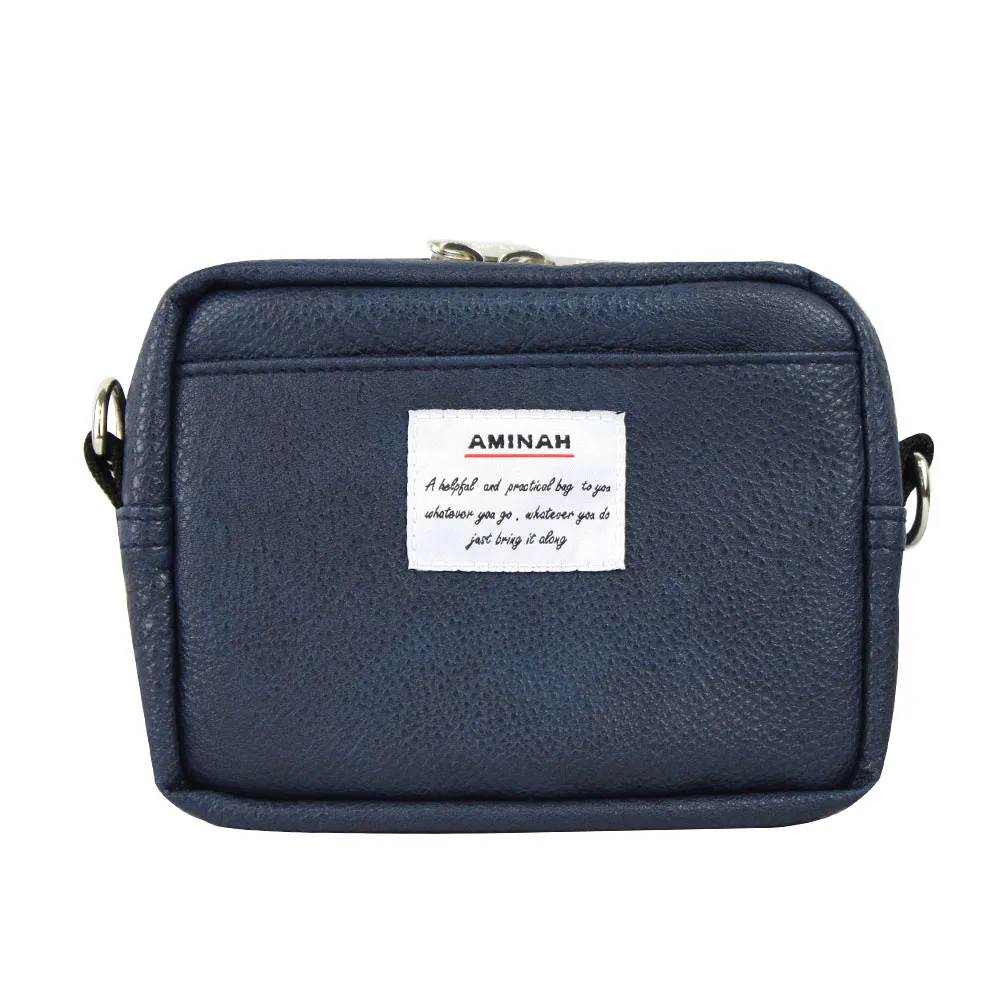 AMINAH-深藍拼色皮革後背包 歷史價格詳細信息