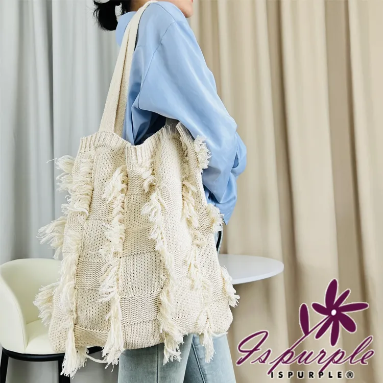 【iSPurple】針織民族＊毛線大容量購物手提肩背包/2色可選 歷史價格詳細信息