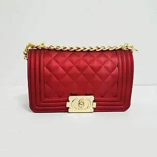 【Sp house】水晶點綴菱格果凍金扣鍊條單肩包(8色可選) 歷史價格詳細信息