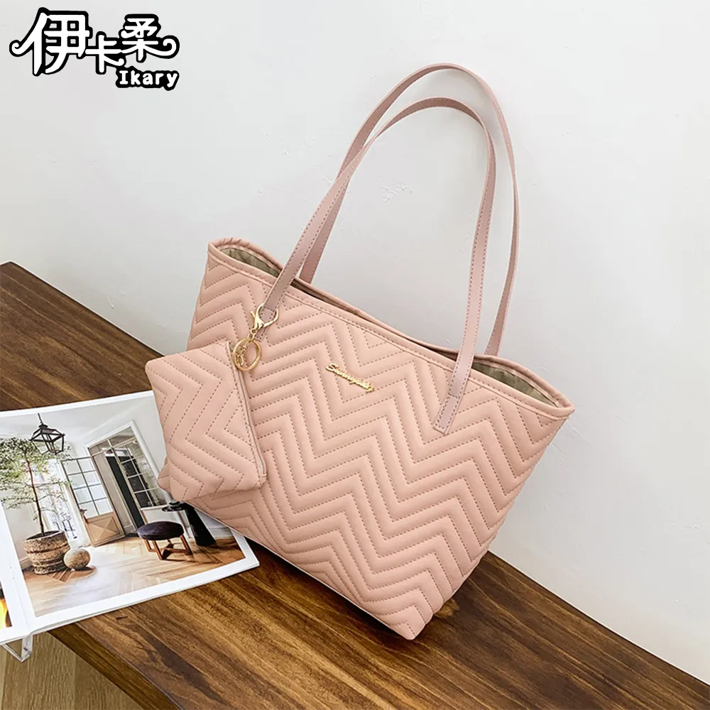 伊卡柔Ikary-質感V字壓紋簡約托特包附小零錢包N103淺棕 歷史價格詳細信息