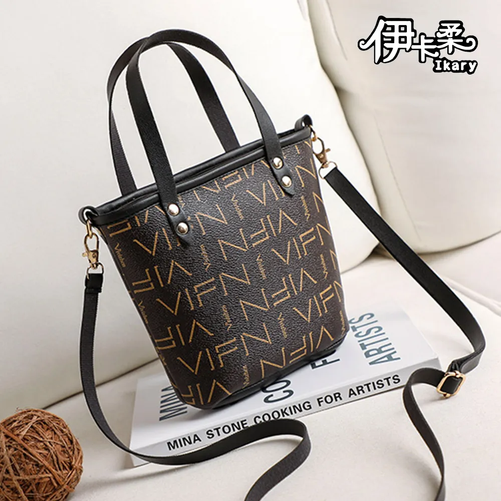 【伊卡柔Ikary】時尚高級感百搭撞色真皮水桶包(9816米白) 歷史價格詳細信息