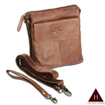 【H-CT】多夾層方型拉鍊真皮工作腰包-淺棕(RJ303) 歷史價格詳細信息