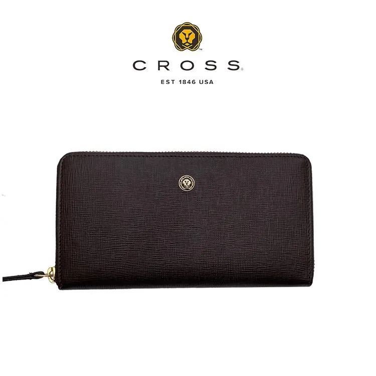 【CROSS】限量1折 頂級小牛皮十字紋拉鍊長夾 蘿拉系列 全新專櫃展示品(墨綠色) 歷史價格詳細信息