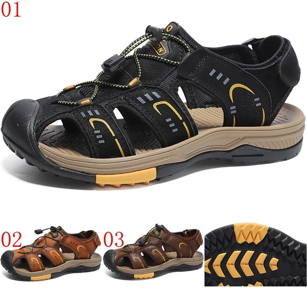 男鞋夏季新款包頭涼鞋男士真皮透氣防滑戶外休閑洞洞鞋 歷史價格詳細信息