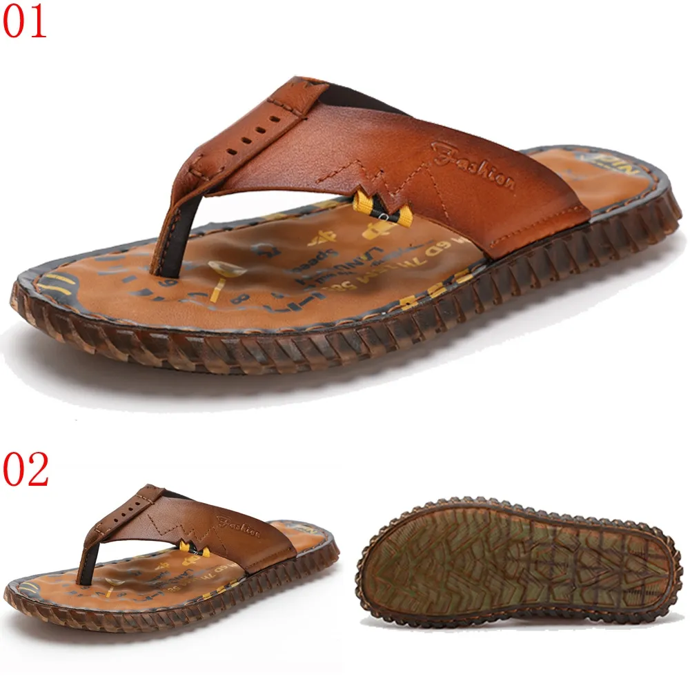 男士夾腳拖鞋 頭層牛皮夾腳拖 大尺碼拖鞋 大腳防滑拖鞋 外出拖鞋 耐磨運動涼鞋 包頭拖鞋 男拖鞋 歷史價格詳細信息