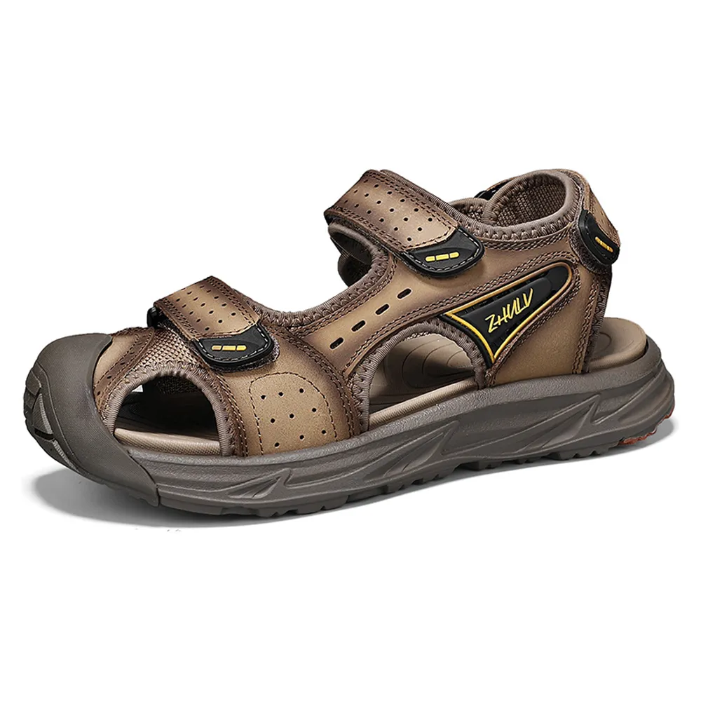 頭層牛皮包頭涼鞋男真皮大尺碼防水兩用拖鞋2024夏季透氣男士沙灘鞋 歷史價格詳細信息