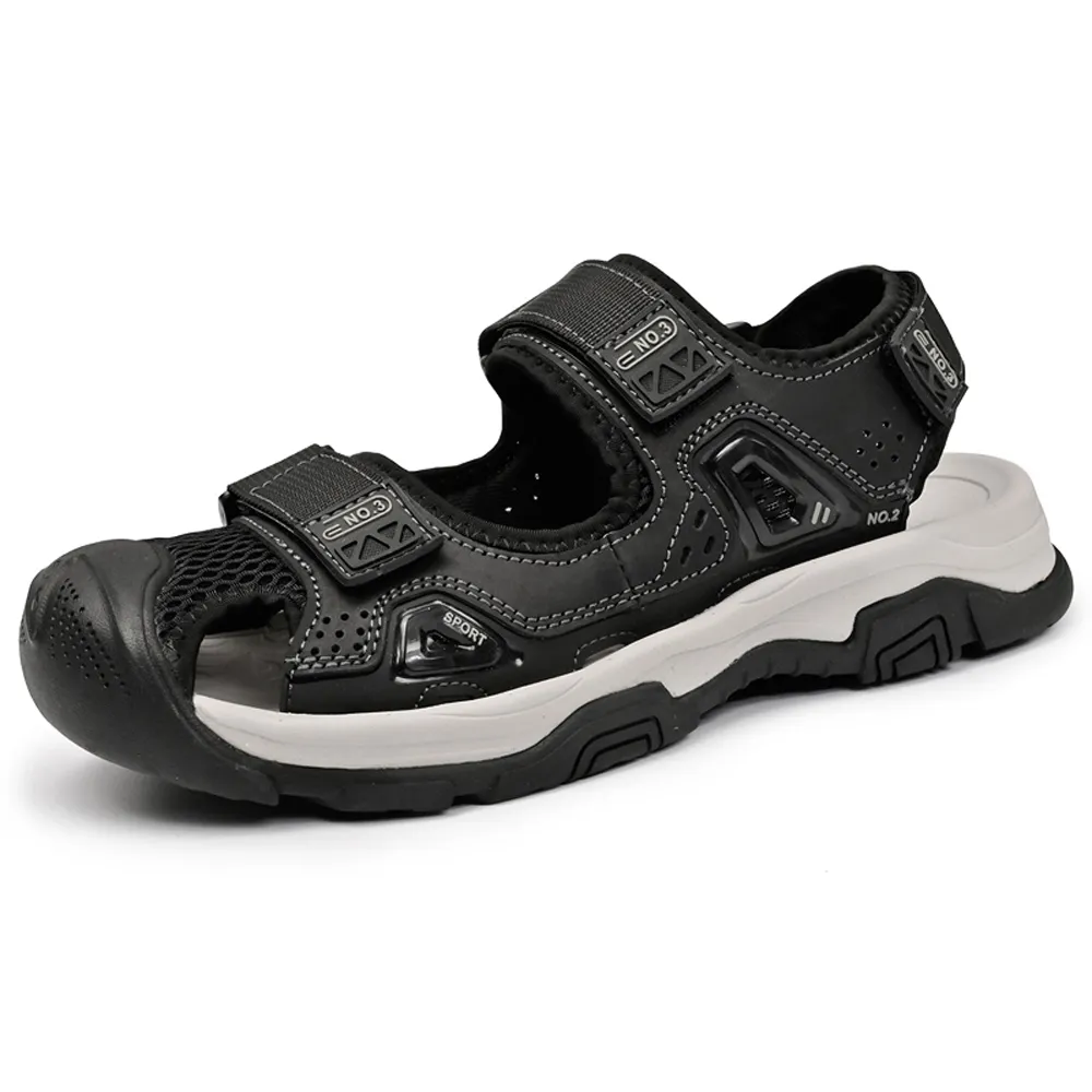 大友SAZ104口二色皮涼鞋男牛筋底真皮厚底沙灘鞋男中老年爸爸兩用拖鞋杰恆 歷史價格詳細信息