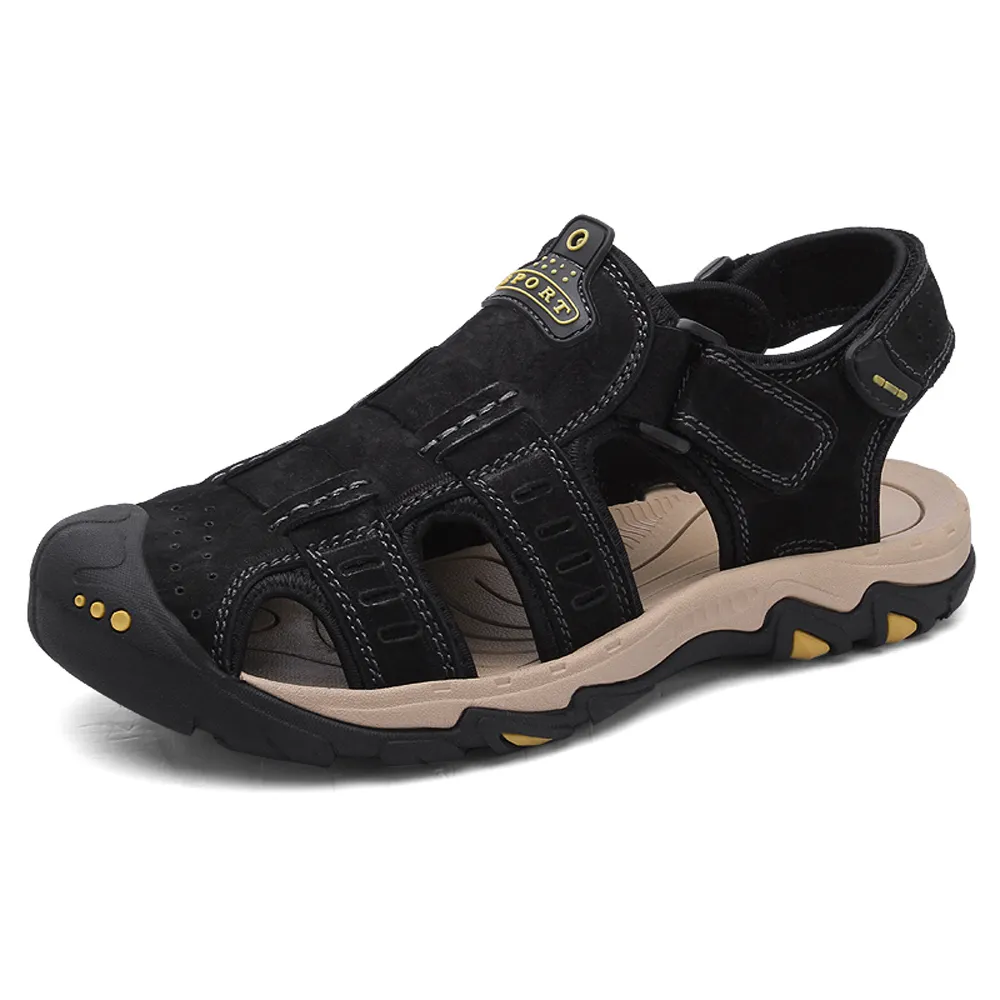 頭層牛皮包頭涼鞋男真皮大尺碼防水兩用拖鞋2024夏季透氣男士沙灘鞋 歷史價格詳細信息