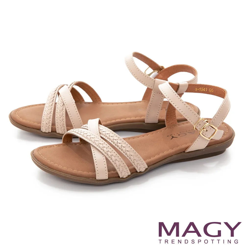 【MAGY】典雅編織真皮平底 女 涼鞋(棕色) 歷史價格詳細信息