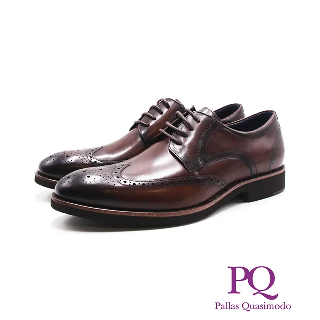 PQ(男)正裝渲染小圓頭素面綁帶皮鞋男鞋-咖(另有黑) 歷史價格詳細信息
