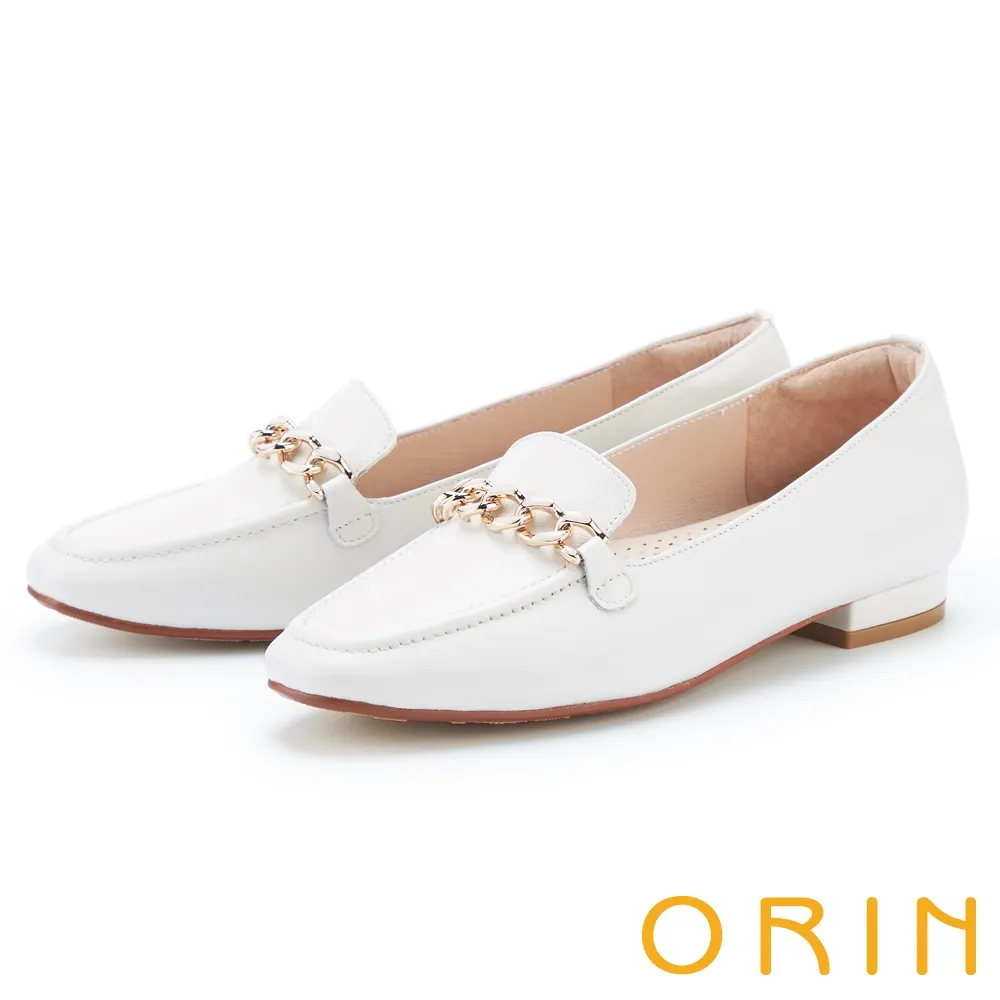 【ORIN】金屬條真皮樂福平底鞋(可可) 歷史價格詳細信息