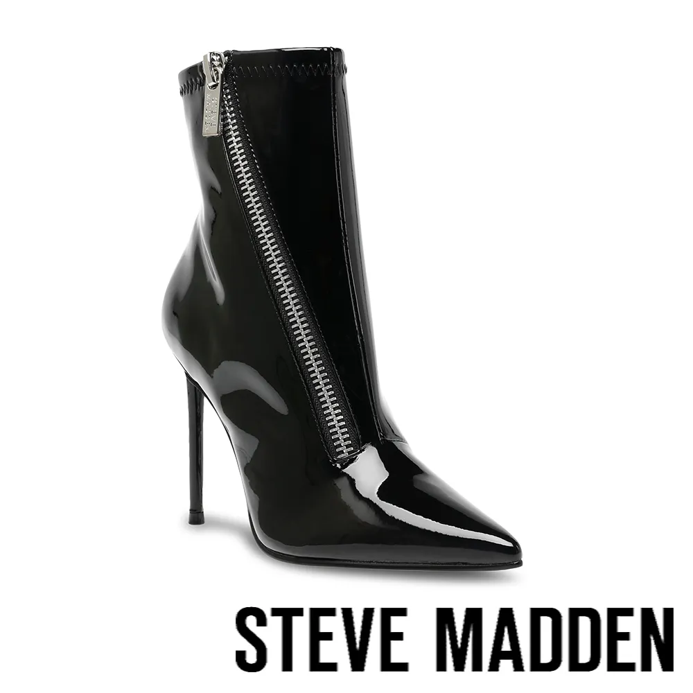 【STEVE MADDEN】VIRTUOSO 漆皮側拉鍊尖頭高跟短靴(黑色) 歷史價格詳細信息