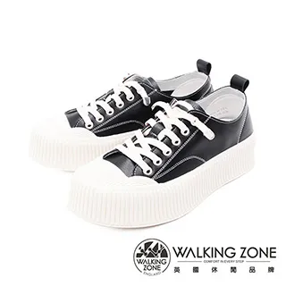 WALKING ZONE(女) 圓頭高筒飛線編織休閒鞋 女鞋 - 米白(另有黑) 歷史價格詳細信息