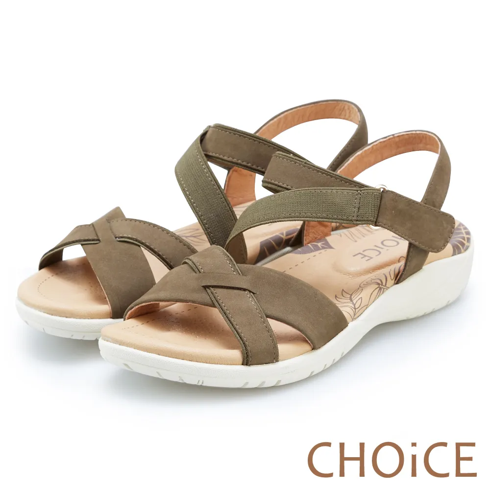 CHOiCE 夏日斜帶交叉牛皮厚底 女 涼鞋 綠色 歷史價格詳細信息