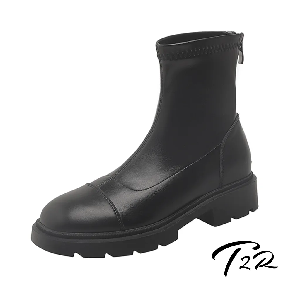 【T2R】正韓空運-增高真皮素面車縫拼接後拉鍊厚底靴-增高約5公分-黑/咖啡(5985-2476,5985-2477) 歷史價格詳細信息