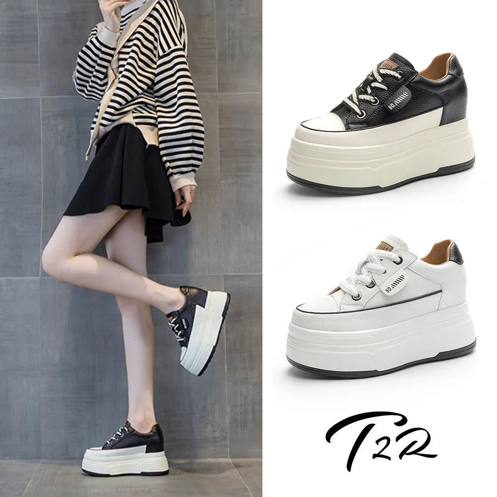 【T2R】正韓空運-增高鞋真皮拼接偽帆布鞋造型休閒鞋-增高約6.5公分-黑/米/全黑/灰/粉(免綁帶/附鞋帶) 歷史價格詳細信息